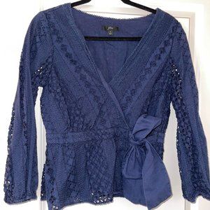 J.Crew Eyelet Wrap Top in Navy, Size 4